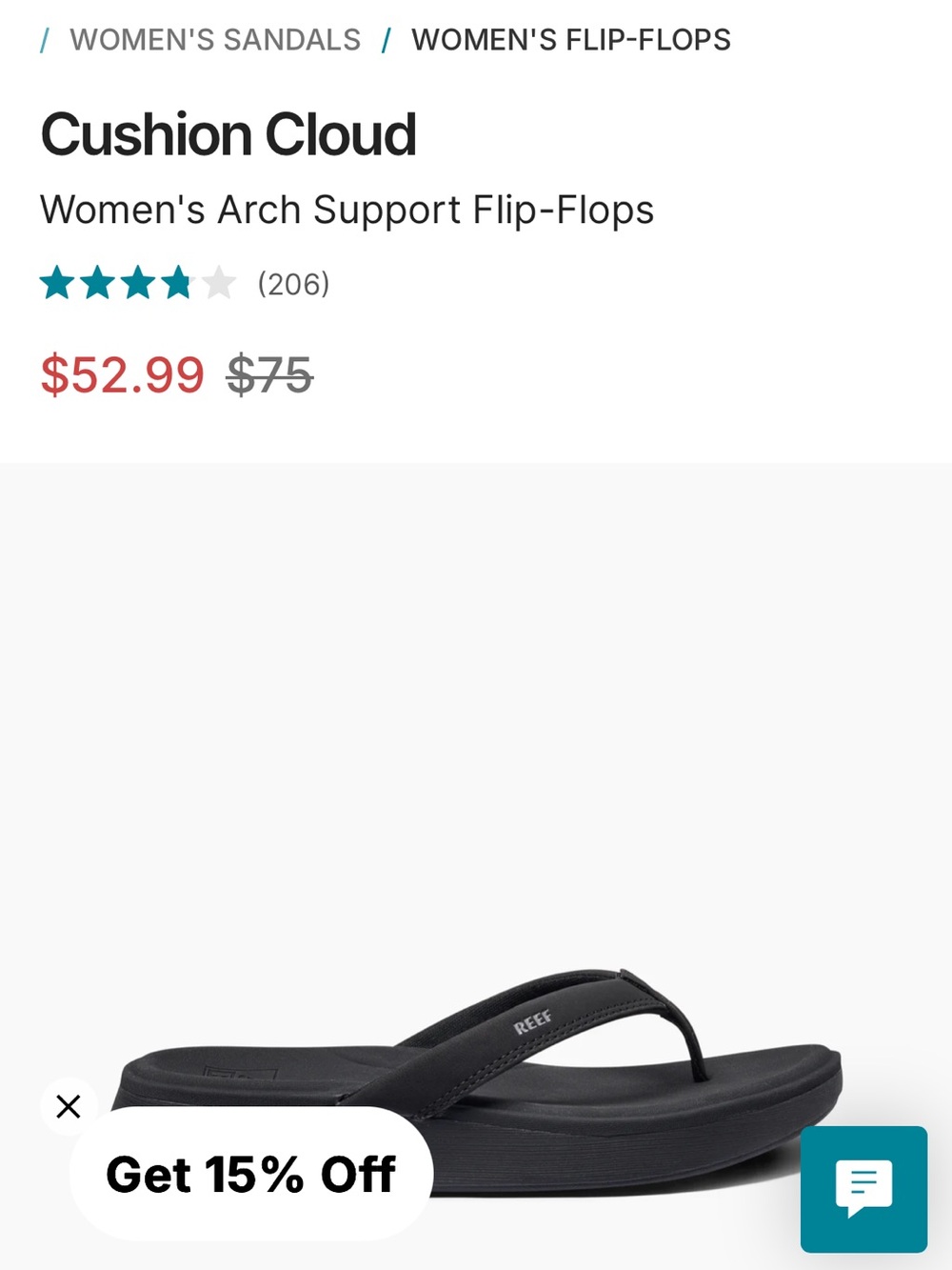 Reef Cushion Cloud Women's Flip-Flops in Black